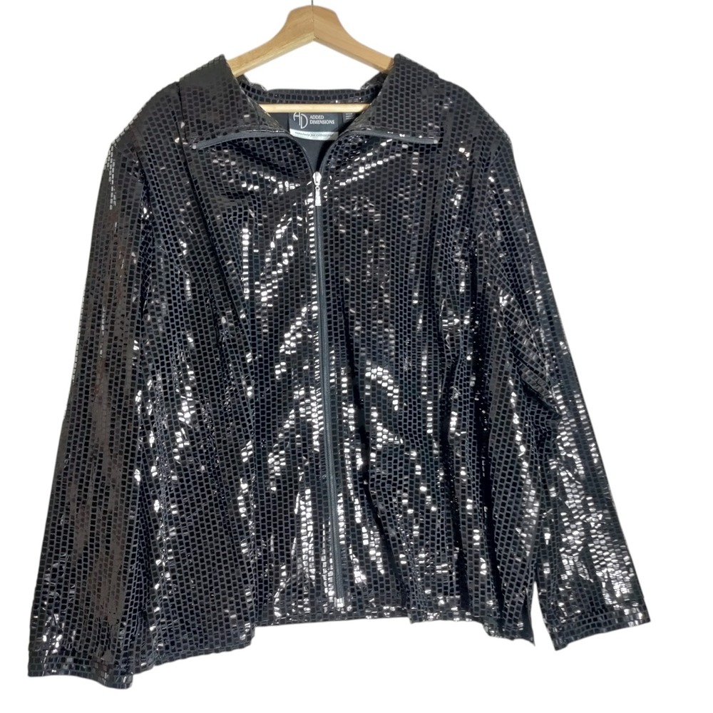 Added Dimension By Catherines Black Shine Jacket Woman's Size 4X New